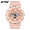 SANDA 6068 Watch ZSK FEMALE ELECTRONIC WATCH Middle School Student Sports Personality Trend Double Watch Temperament