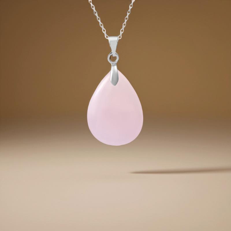 High quality hot selling natural crystal stone water drop pendant necklace jewelry simple fashion necklace merchandise jewelry