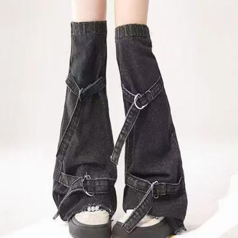 Meias Lolitas Longas para Pernas Femininas Polainas Largas Harajuku Punk Jeans Meias de Bota Moda Meias para Tornozelo Presentes