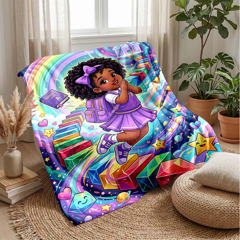 Magical Reading Journey Theme Blanket Lightweight Warm Flannel Blanket Decorative Throw Blanket for Home Decoration
