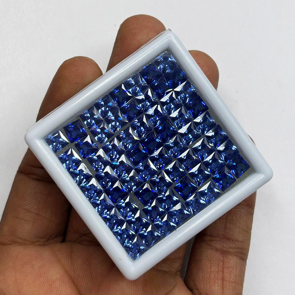 12.00 Ct Square Cut Natural Blue Sapphire Certified Loose Gemstone 5x5 mm Lot