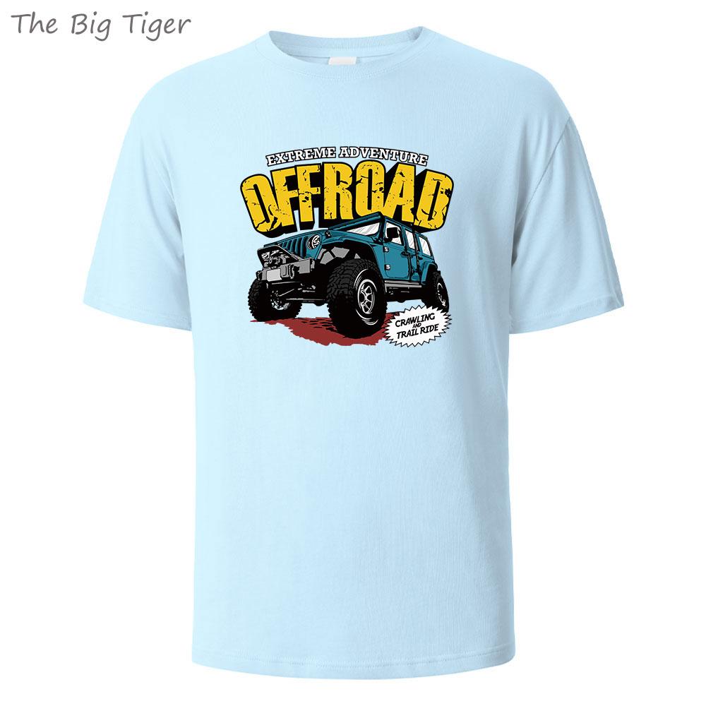 Offroad Vehicle Printing Comfortable Cotton Tshirt Men Simple Crew Neck Design Soft Breathable Short Sleeve Basic Mens Tshirt