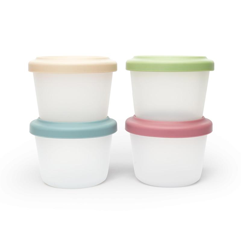 A25F-Small Silicone Snack Containers 4 Pack 4 Oz Reusable Food Storage Containers Bento Lunch Pots With Lids