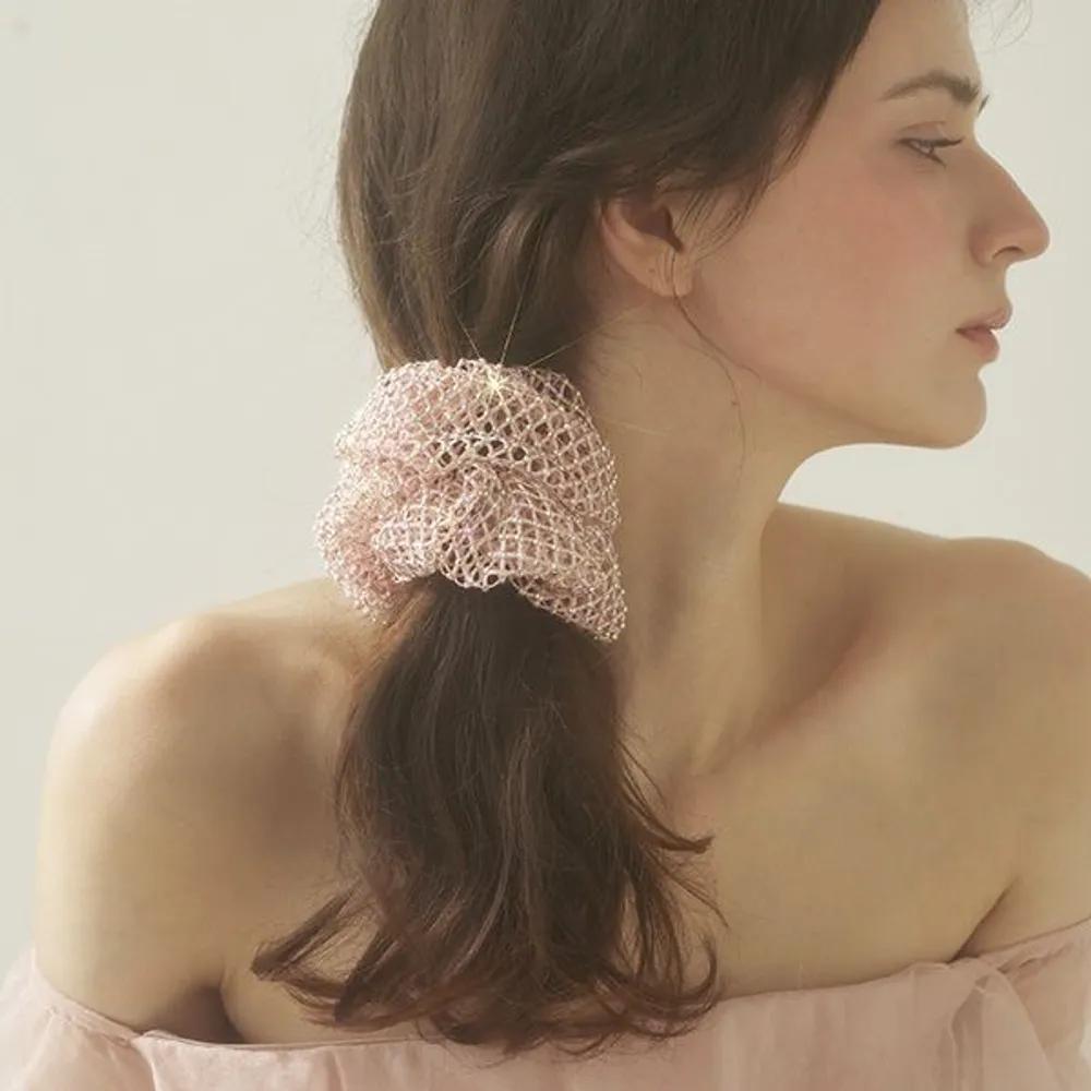 Crystal Net Scrunchie JP-26-026S ivory