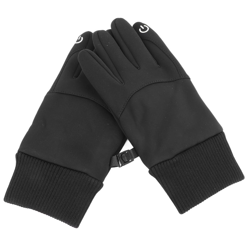 1 Pair Black Unisex Cycling Gloves Waterproof Skiing Non Slip Wind Proof Fleece Lined Gloves for