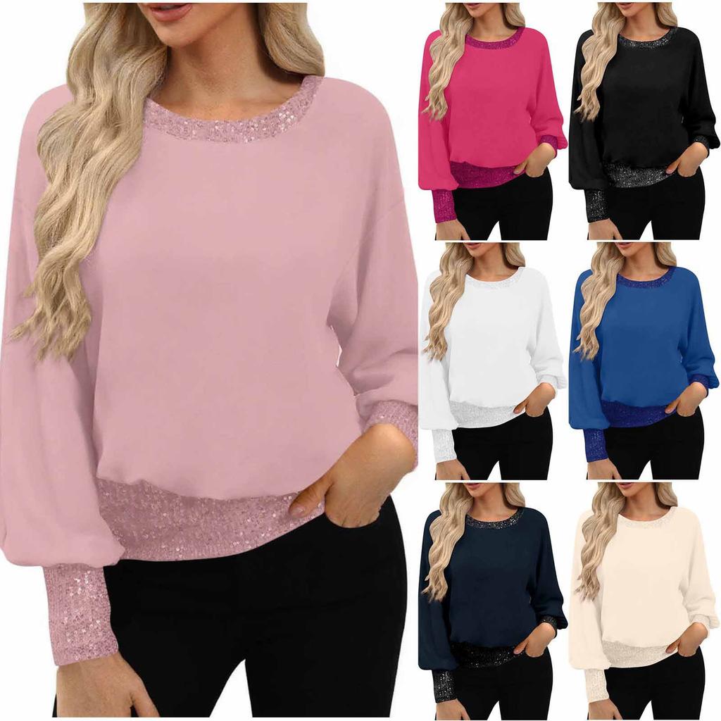 Women's Velvet Pullover Sweatshirt Casual Loose,Fit Color Long,Sleeve Top