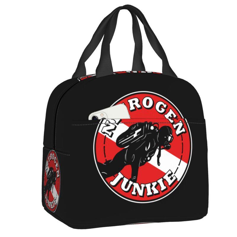 Scuba Dive Flag Bubble Red White Portable Lunch Box for Diving Thermal Cooler Food Insulated Lunch Bag School Children Student Lunch Bag