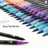 48-teiliges doppelseitiges Kunst-Marker-Set, feine & Pinselspitze Buntstifte für Künstler, Zeichen-, Skizzen-, Malzubehör