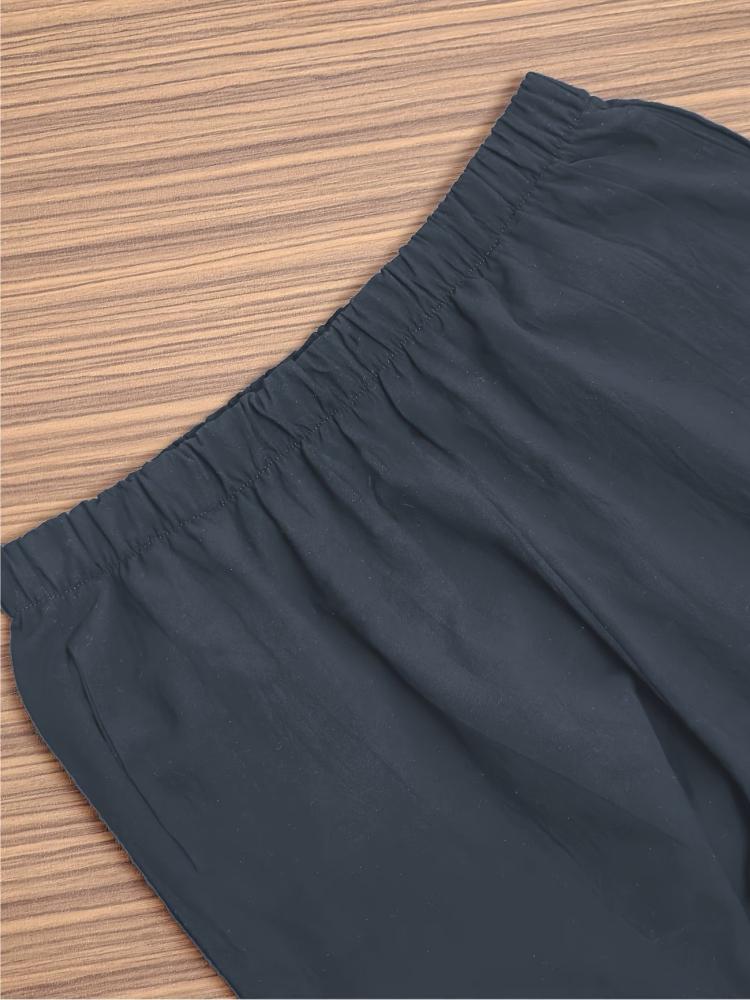 Spring/Summer Casual Elastic Waist Simple Slant Pocket Ankle Pants