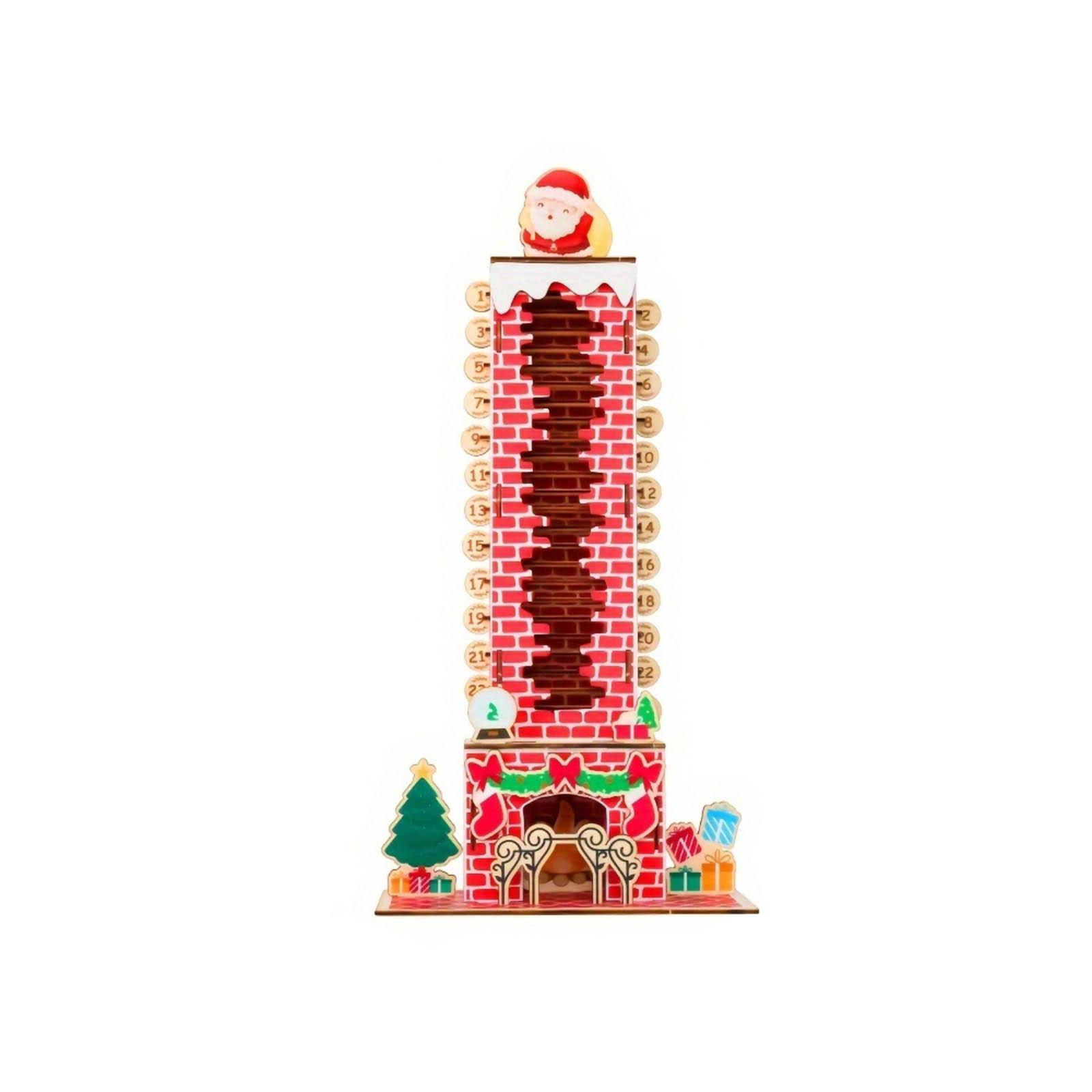 

Christmas Countdown Calendar Wooden Santa Chimney Countdown Party Window Display Tabletop Ornament One Size