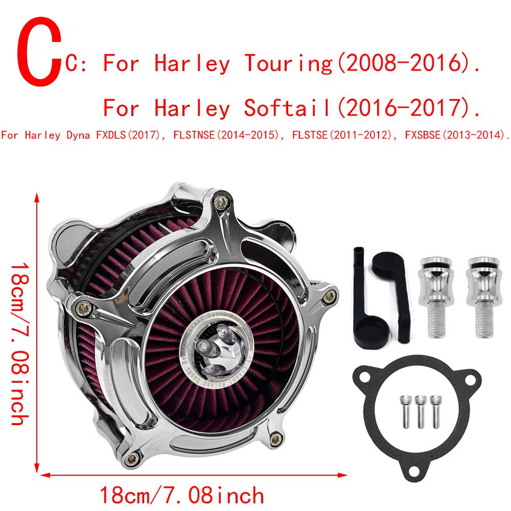 RSD Turbine Air Cleaner Chrome Intake Filter For Harley Sportster XL 48 883 Dyna V-Rod Softail Fat Boy Touring Ultra FLHR FLHX