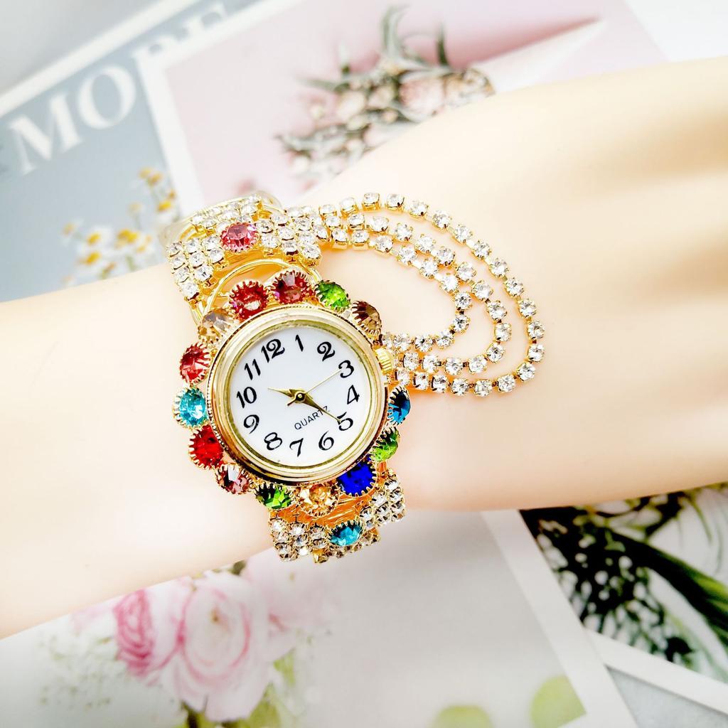 New Fashion Luxury Woman Watches Rhinestone Casual Quartz Watch Ladies Stainless Steel Bracelet Watches For Gifts Reloj Mujer