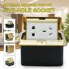 Aluminum Alloy Golden 10A Pops- Up Floor Socket Waterproof Ground Sockets Plug 2 Way Electrical Switches Power Outlet 2500W