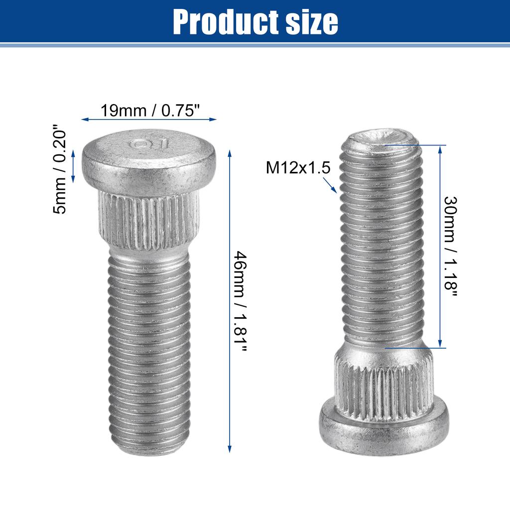 UXCELL M12x1.5 Car Wheel Lug Stud for CHEVROLET NOVA 1985-1986 for LEXUS GS200T 2016-2017 for TOYOTA HILUX 2004-2014