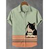 Men's Sunflower Cat All Over Art Print Shirts 3D Anime Hawaiian Shirt Men Women Short Sleeve Lapel Blouse Oversized Y2k Top
