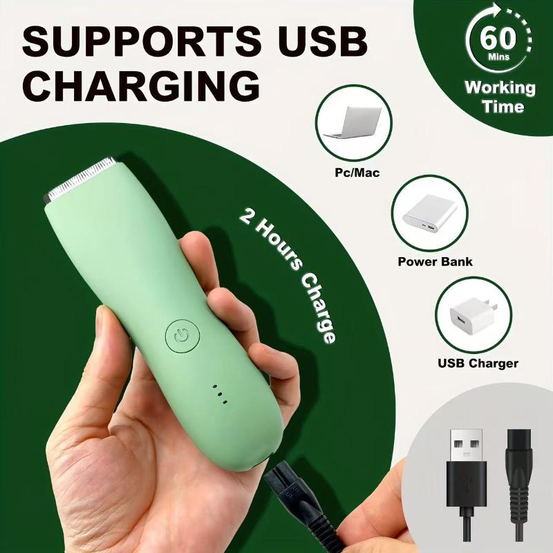 Waterproof Electric Body Hair Trimmer With Rechargeable Base Adjustable Guide Combs For Men Daily Personal Grooming At Home