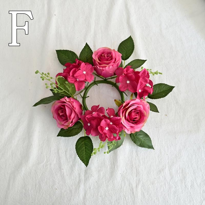 20CM Candle Rings Candlestick Wreath European Artificial Rose Wreath Christmas Decoration Window Props Table Wedding Arrangement