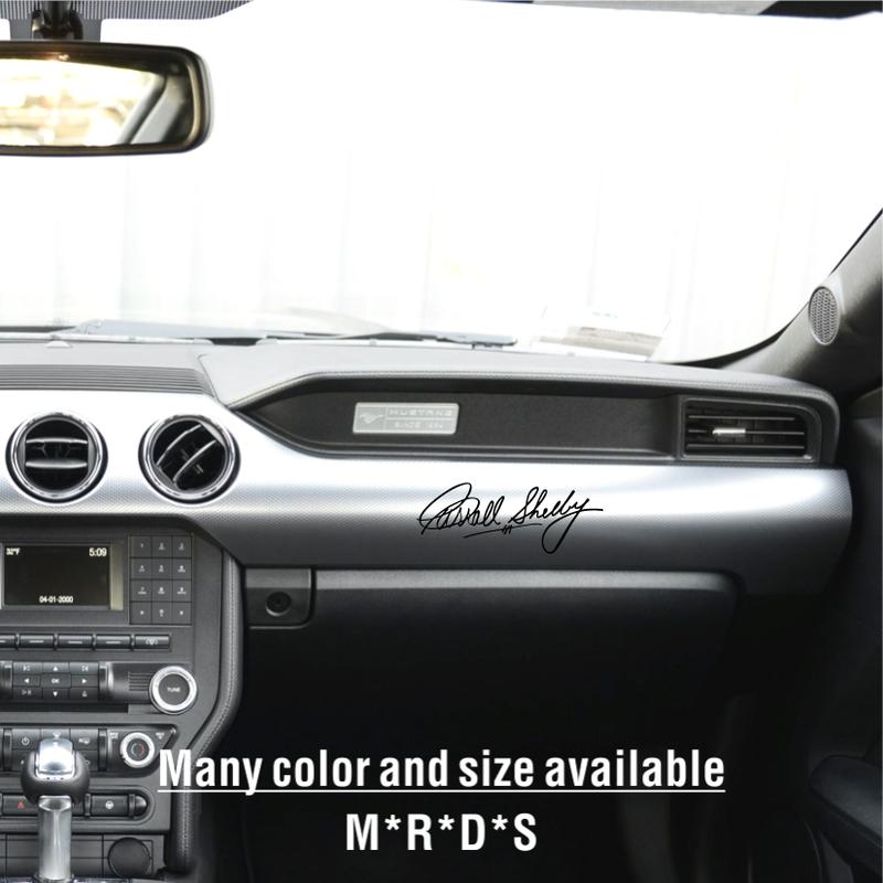 

Car Interior Body Rearview Mirror Window Sticker Rear Trunk Signature Carroll Shelby Decal For Ford Mustang AC Corba Accessories 12x4.5cm 1pcs красный