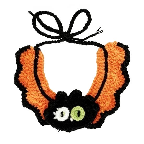 Clothing Halloween Pet Costume for Cats Small Dogs, Handmade Crochet Witch Hat Bib Puppy Party Accessories Collar, Adjustable Holiday Dog Cat