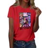 Women's  Group 2D Printed Round Neck Short Sleeve Top