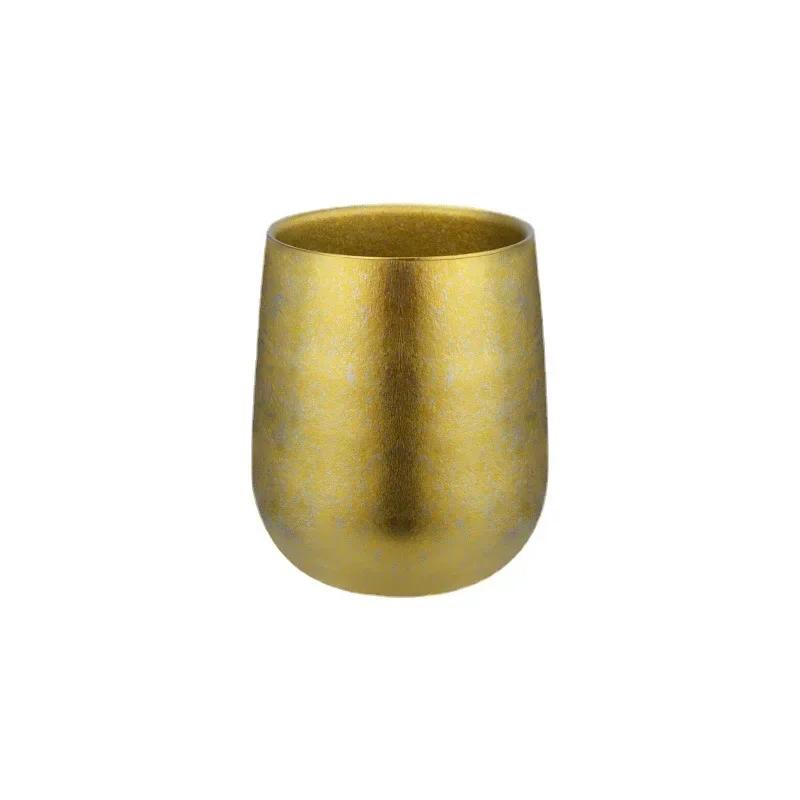 Outdoor Pure Titanium Double Layer Cup Pure Titanium Home Ice Goose Eggshell Water Cup Beer Coffee Milk Insulated Titanium Cup