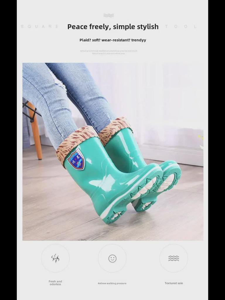 Women's Non-Slip Mid-Tube Rain Boots - Fashionable, Wear-Resistant, Waterproof Footwear for Kitchen and Outdoor Use