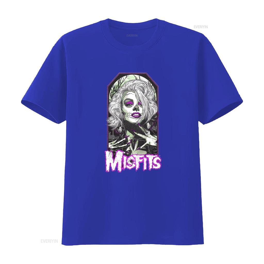 Misfits Female Sugar Skull Punk Rock Gothic T Shirt for Men vintage Washed Comfortable streetwear Unisex graphic