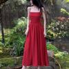 Yunnan Dali Wears a French Red Suspender Dress for Women's Sexy Backless, Suitable for Seaside Vacation Photo Skirts