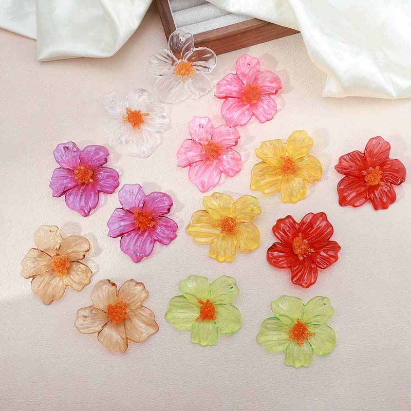 2026 New Trendy Colorful Resin Flower Stud Earrings for Women Exaggerated Large Petal Temperament Earrings Jewelry Accessories