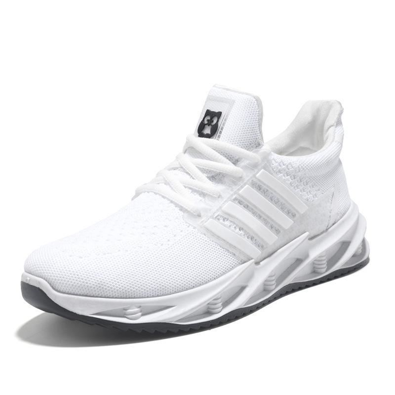 

2025 spring and summer fly foreign trade men s shoes woven mesh breathable running shoes blade trend sports shoes men s manufacturers 45 білий