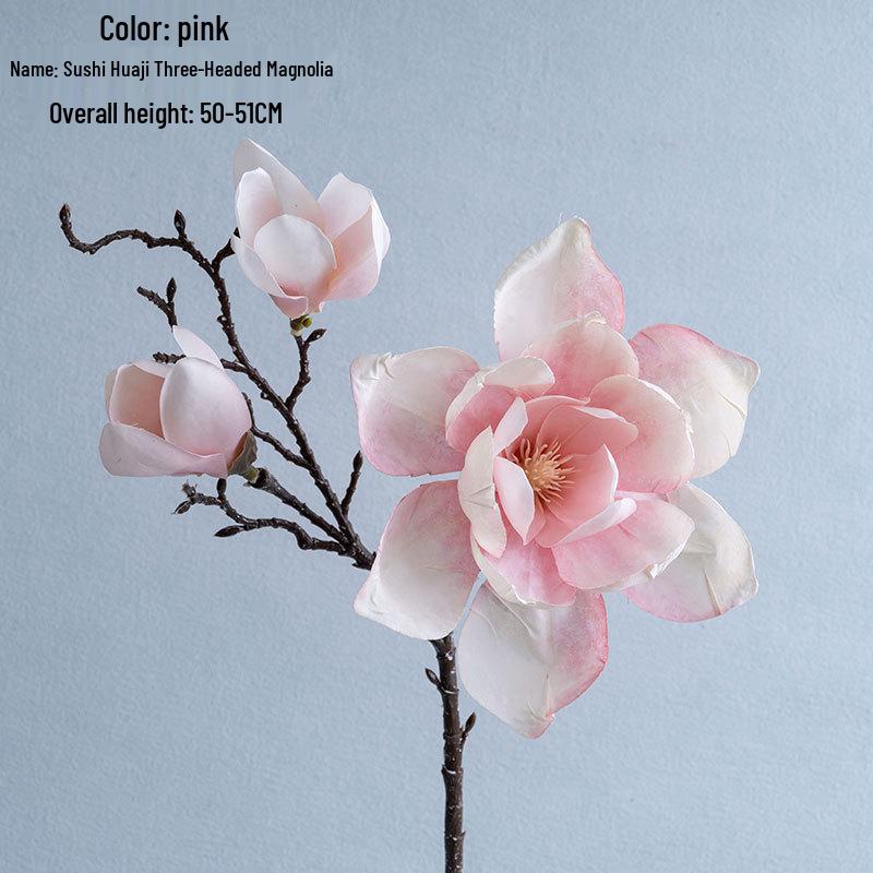 Three-Headed Magnolia Artificial Flower for Wedding Decor (CL22001)
