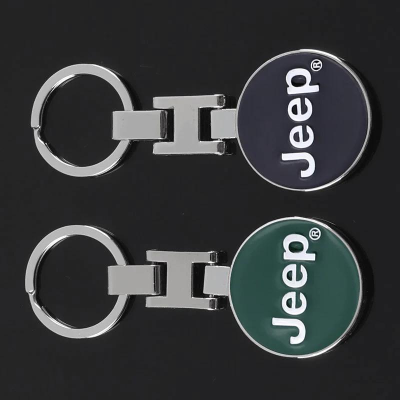 För Jeep Bilemblem Nyckelring H-spänne Dubbelsidig Nyckelring För Jeep Grand Cherokee Wrangler JK Gladiator Compass Renegade Pa