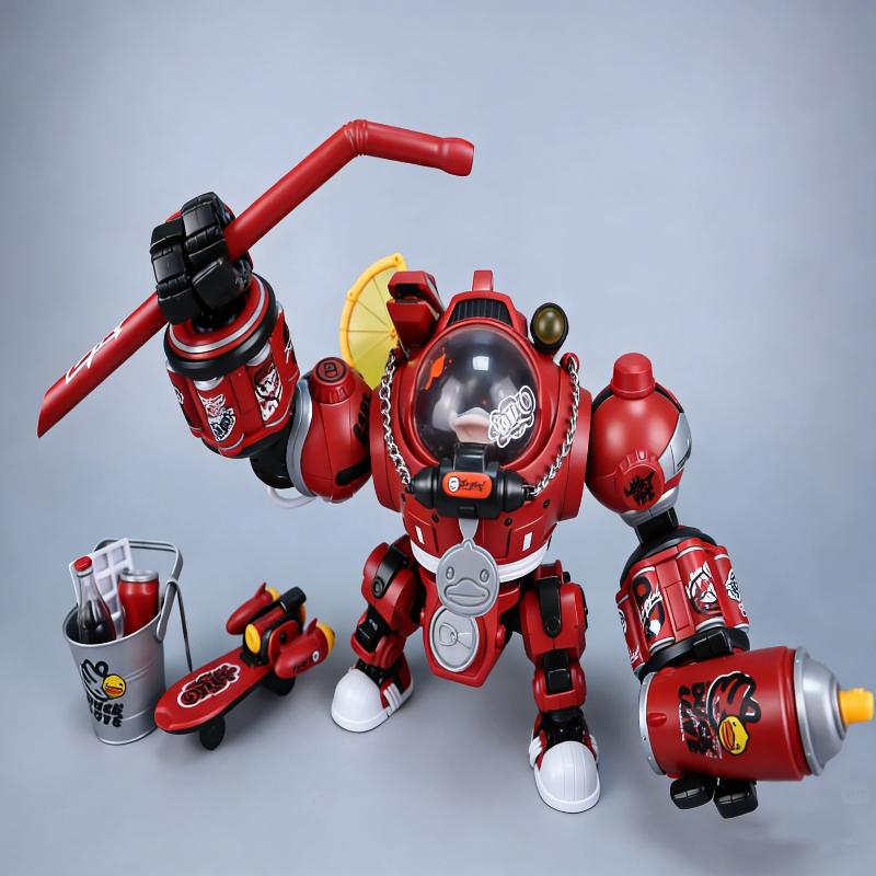 B.Duck Hiphop Duck 21cm Mecha Model Kit Coke Theme Anime Action Figure With Water Decals Easy Assembly Toy Desktop Ornament Gift