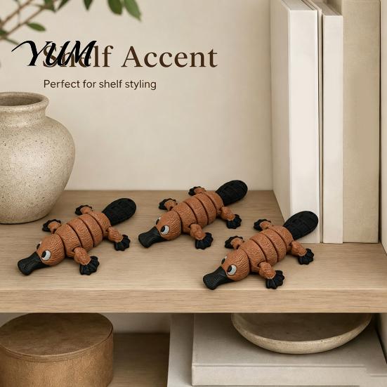 Stress Relief Sensory Toy 3D Printed Articulated Platypus Figurine, Flexible Joint Fidget Toy, Cute Creative Gift for Kids Animal Desktop Ornament