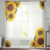 Sunflower Flower White Tulle Curtains For Living Room Bedroom Decor Chiffon Sheer Voile Kitchen Window Curtain