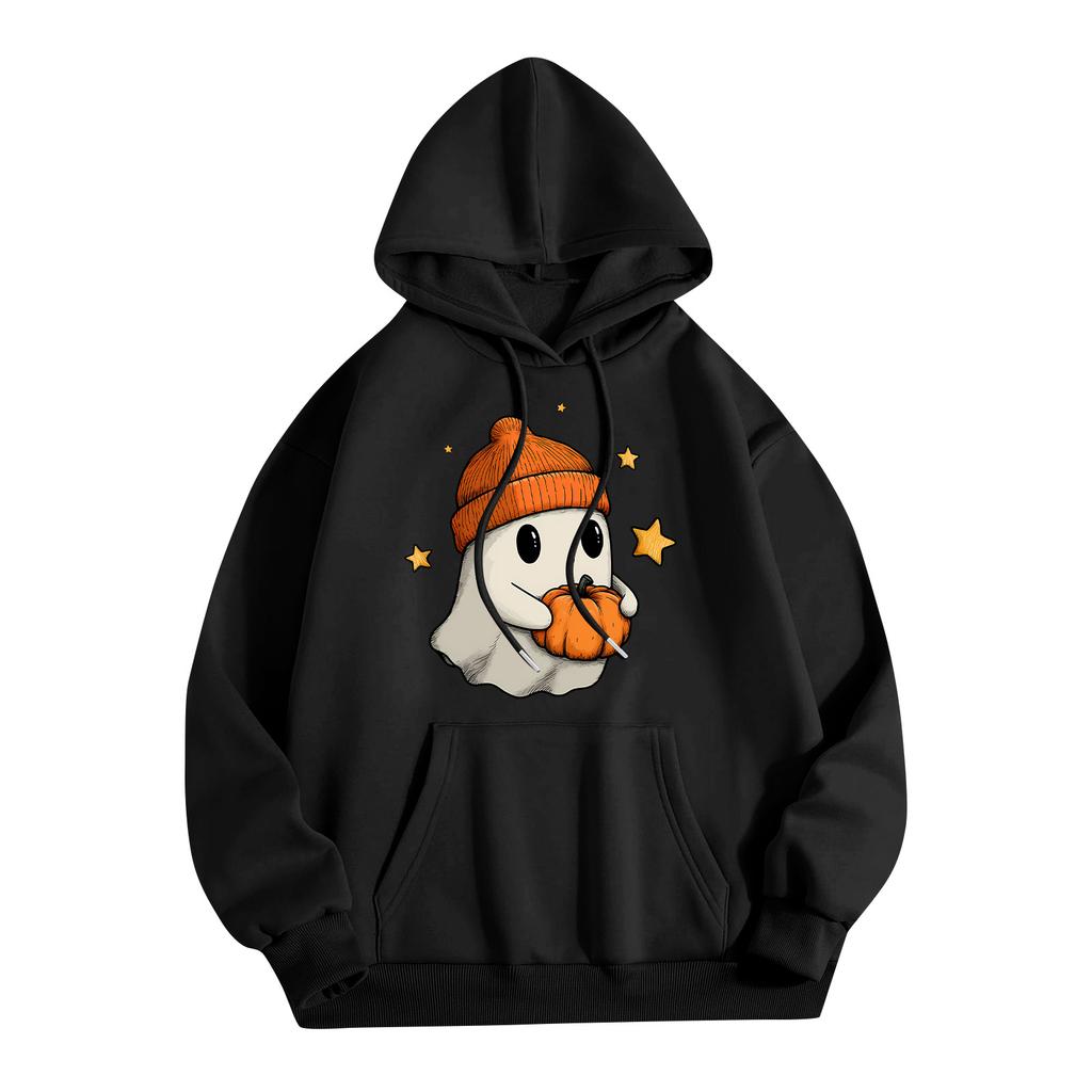 Women's Fashionable, Casual, Comfortable Round-neck, Hooded, Long-sleeved, Halloween-print Warm Sweater