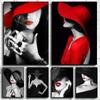 Black White Pictures For Living Room Elegant Red Lips Woman Poster And Print Modern Wall Art Canvas Painting Home Decor