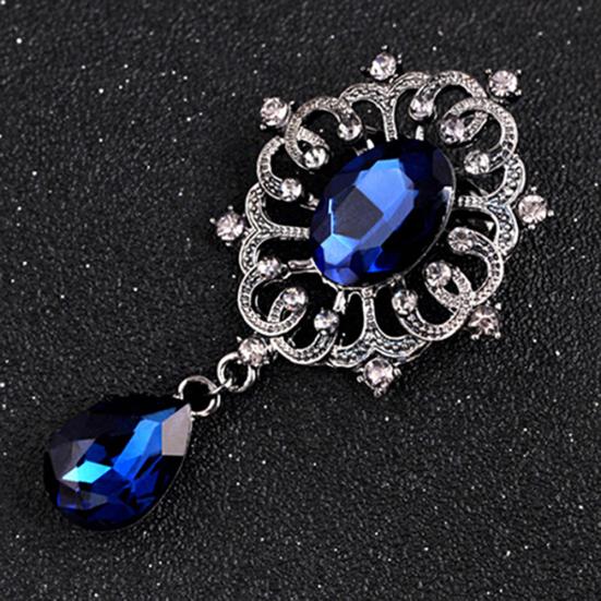 Women's Luxury Rhinestone Alloy Brooch Pin Large Waterdrop Pendent Party Jewelry