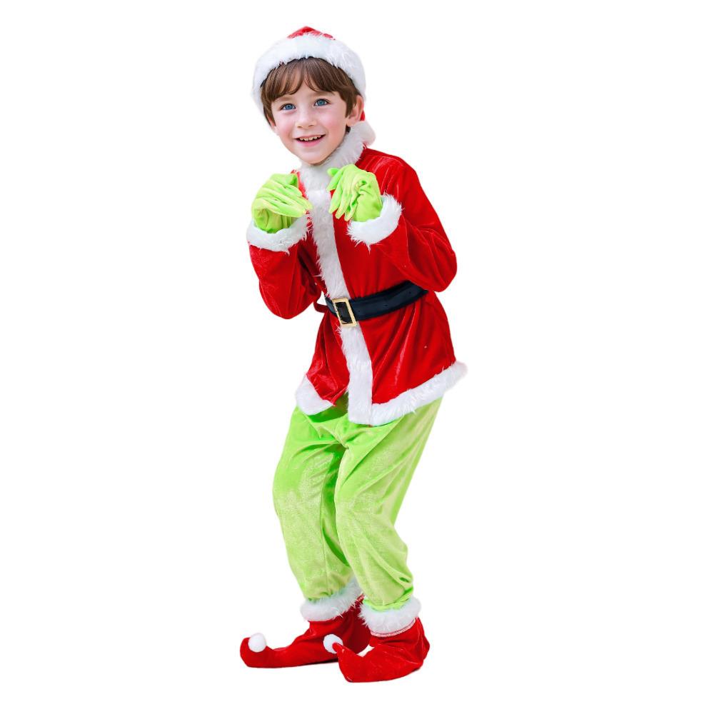 Costum nou de Crăciun pentru copii Costum Monstru cu păr verde de Crăciun Costum de performanță Costum Grinch