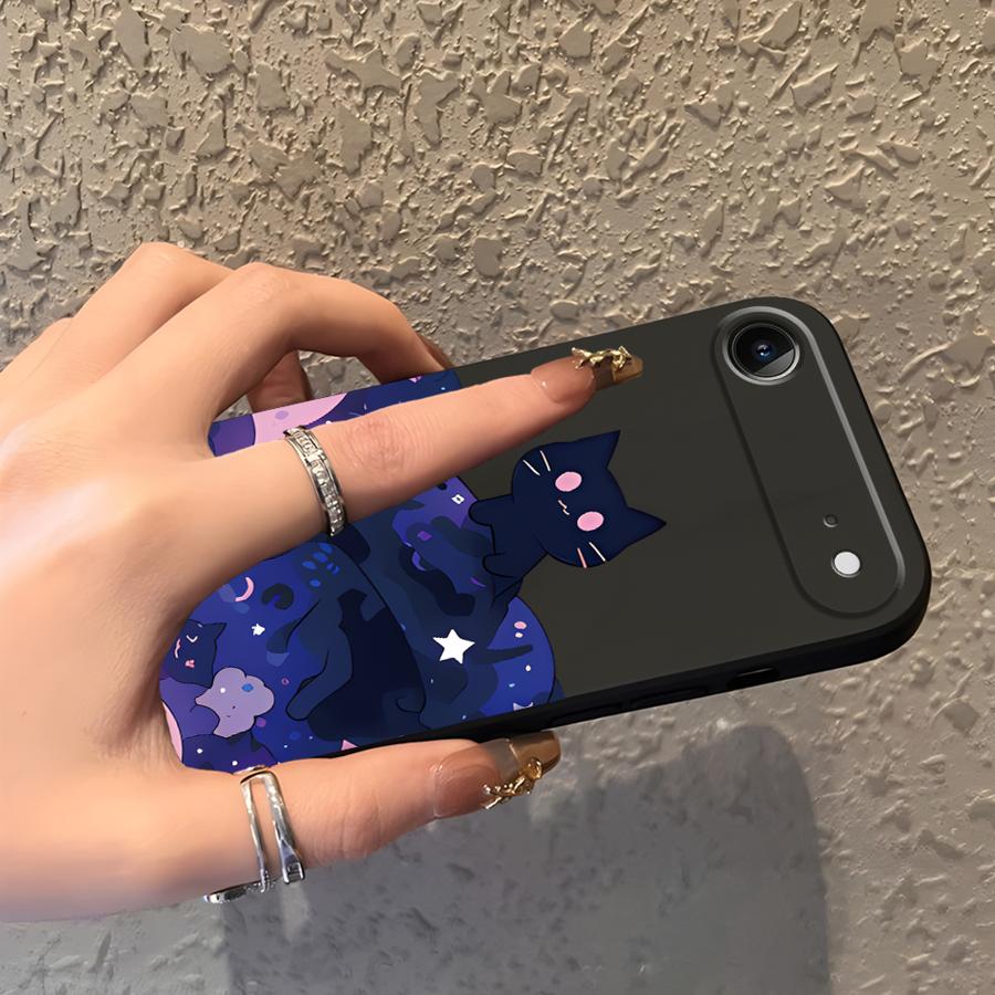 Funda Phone Cover Case for Apple iPhone 17 Pro Max XR XS MAX 15 Pro 7 8 Air 16 13 12 14 11 Black Cat Starry Night