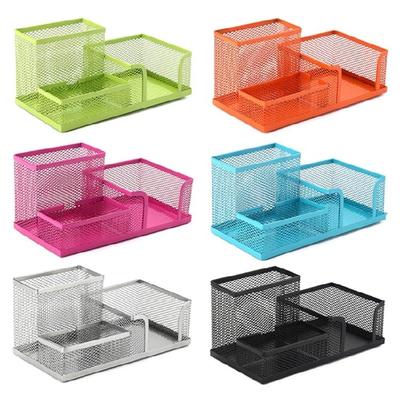 Desk Organizer 3 Compartments Pen Holders Pencil Storage Box Office Shelf with Note Holders Pencil Holders