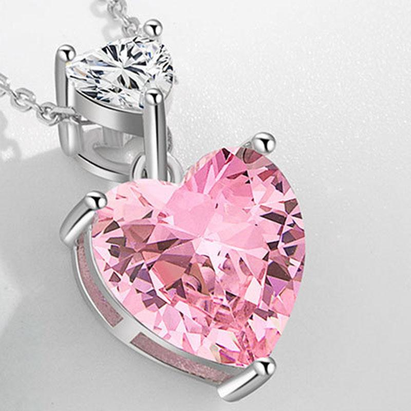 Ladies Elegant Yellow Zircon Love Heart Pendant Necklaces