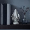 Gothic Style Home Accent Ghost Statue, Resin White Figurine, Spooky Halloween Decoration with Durable Art Flowing Robe And Base for Mantel,