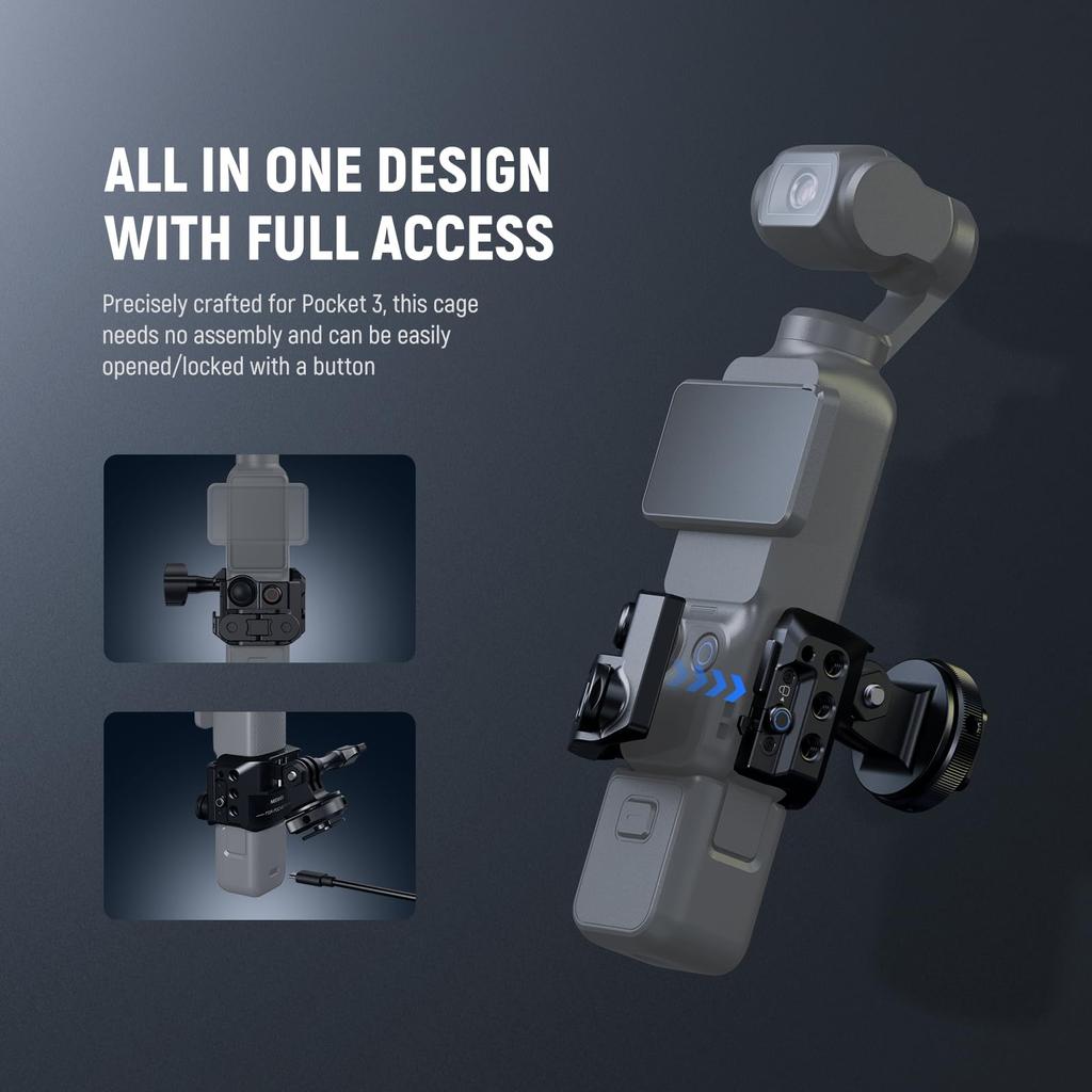 NEEWER Kamera Aluminium Action Kamera Sicher mit Kalt- und Video Video Schutz Kompatibel mit Osmo Pocket 3 Creator Kein Zusammenbau Erforderlich Käfig,
