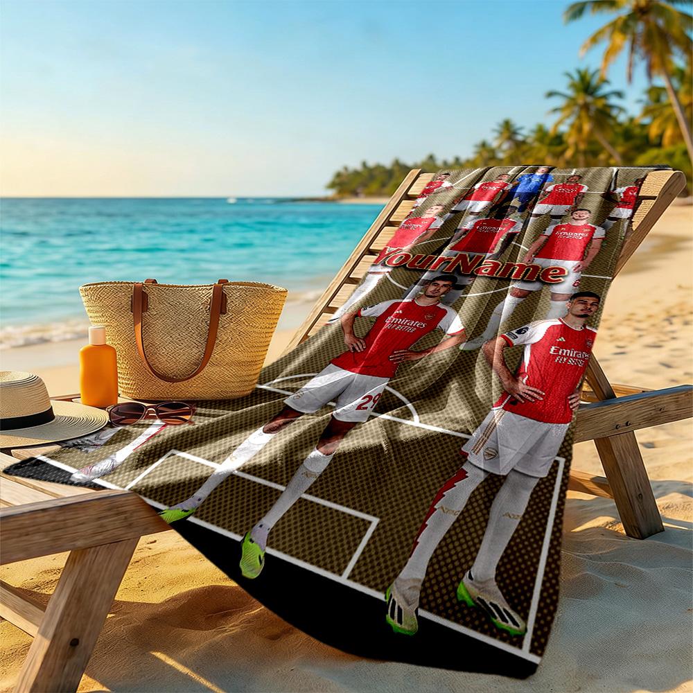 Arsenal Personalized Text Beach Towel High Absorbency & Quick-Dry Ideal for Travel Outdoor Swim Pool Yoga Surf Camping Hiking Gym Gift Holiday