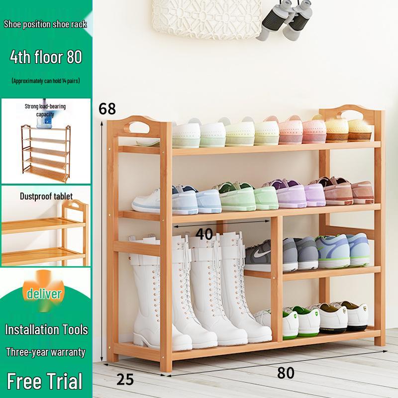 Wall-Mounted Bamboo Shoe Rack: Space-Saving, Dustproof, Multi-Layer Storage for Entryway