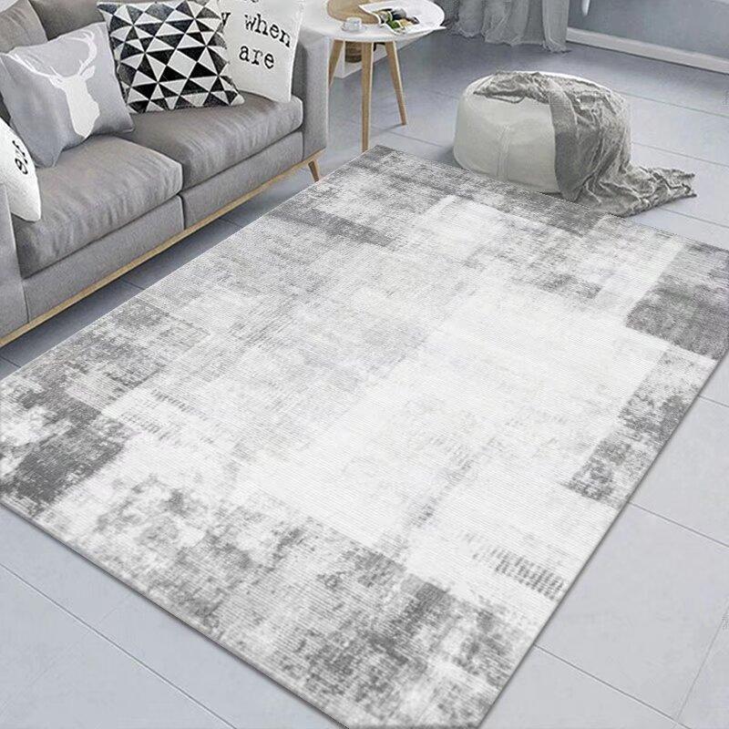Simple Abstract Carpet, Living Room Sand Room Bedroom Dirt-Resistant Carpet, Large Area Crystal Velvet Floor Mat