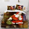 For Kids Teens Girls Bedroom Decor - Christmas Duvet Cover Set Microfiber Santa Claus Bedding Set Cartoon Bedding Set Single King