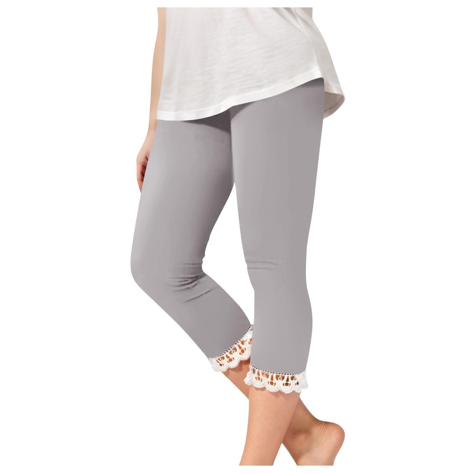 

Детские модные однотонные милые повседневные спортивные штаны для йоги с кружевом, укороченные леггинсы 140