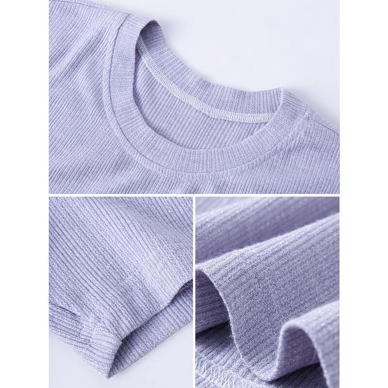 Women's Pure Color Knit Round Neck T-Shirt